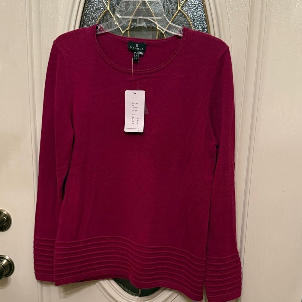 Marble 100% Cotton Luxury Feel Women's Magenta Top - M - NWT